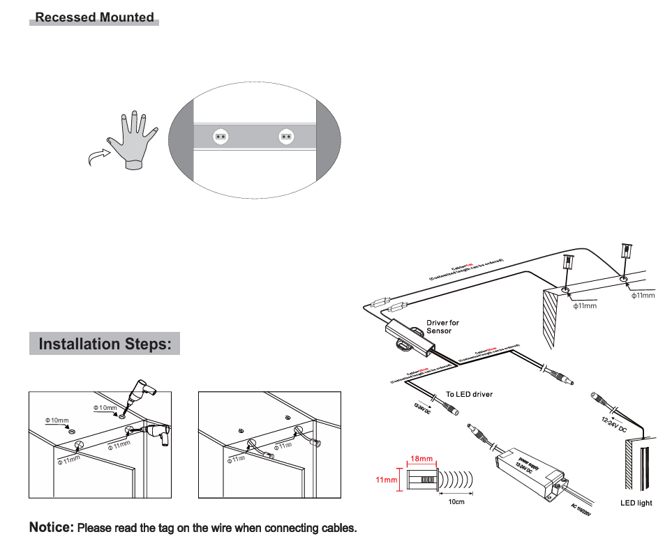 Recessed Double Door/Hand Sensor